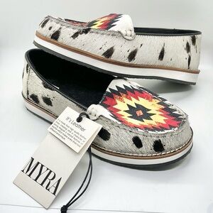 NEW MYRA BAG WOMEN'S URANIUM CASUAL
SHOES МОС TOE Aztec Pattern Slip-On Shoes 6